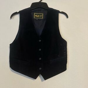 Vintage Double G Western Leather Snap Front Vest